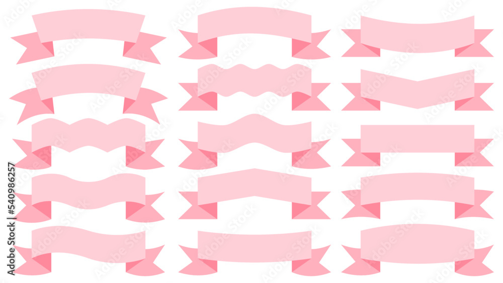 pink ribbon set on white background 