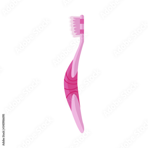 Pink cartoon toothbrush illustration. Kids and adults dental cleaning brush for whiter smile and dental health vector illustration. Mouth cavity hygiene concept