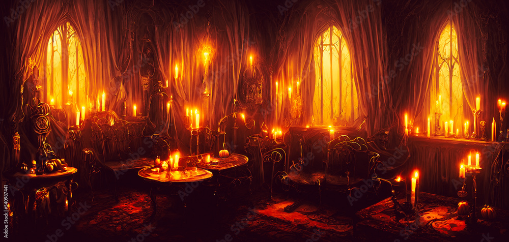 Obraz premium Artistic concept painting of a beautiful scary halloween interior