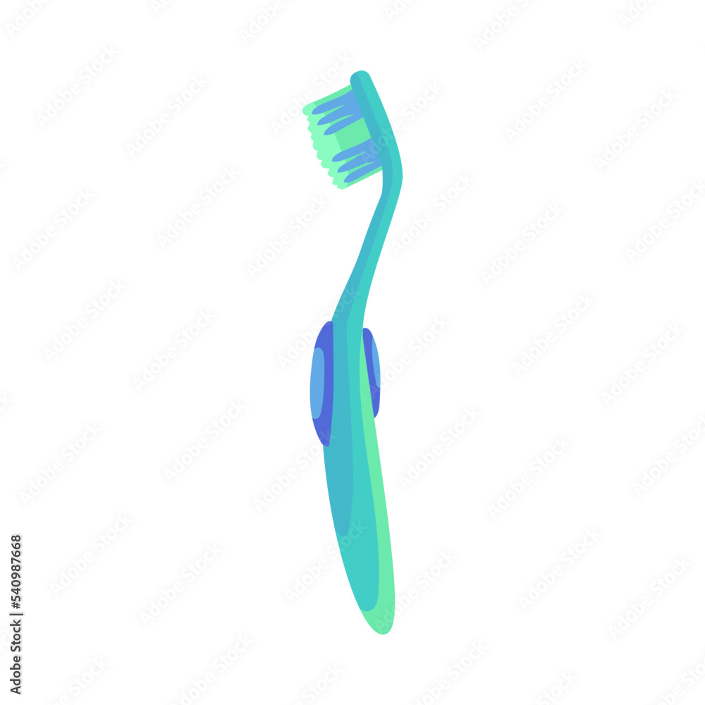 Green and blue cartoon toothbrush illustration. Kids and adults dental cleaning brush for whiter smile and dental health vector illustration. Mouth cavity hygiene concept Green and blue cartoon toothbrush illustration. Kids and adults dental cleaning brush for whiter smile and dental health vector illustration. Mouth cavity hygiene concept
