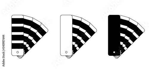 Cartoon Pantone cmyk, pms, rgb guide or colors range toner. Coated or uncoated formula. Color type: cold or warm, spring, summer, autumn or winter. Color bridge guide set. Fan color palette.