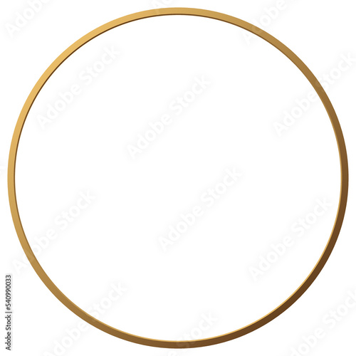 Golden thin ring with gradient on white background. Clipart.