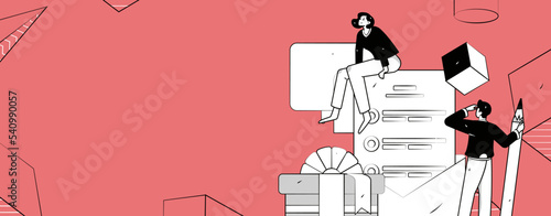 Invite friends for evaluation survey flat vector concept operation illustration
