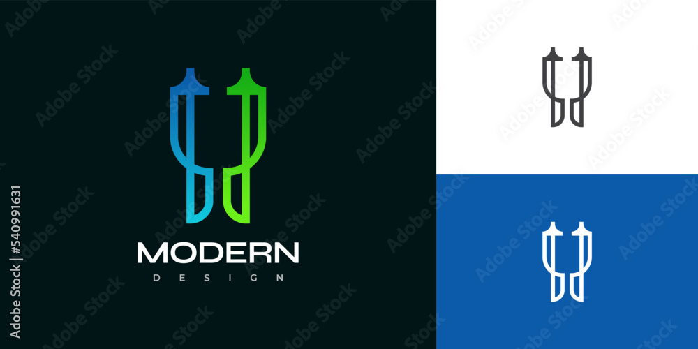 Abstract and Modern Letter U Logo Design in Blue and Green Gradient for Business and Technology Logo Abstract and Modern Letter U Logo Design in Blue and Green Gradient for Business and Technology Logo