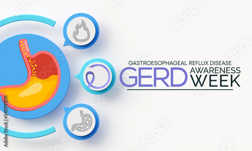 GERD Awareness week (Gastroesophageal reflux disease) is observed every year in November. 3D Rendering photo