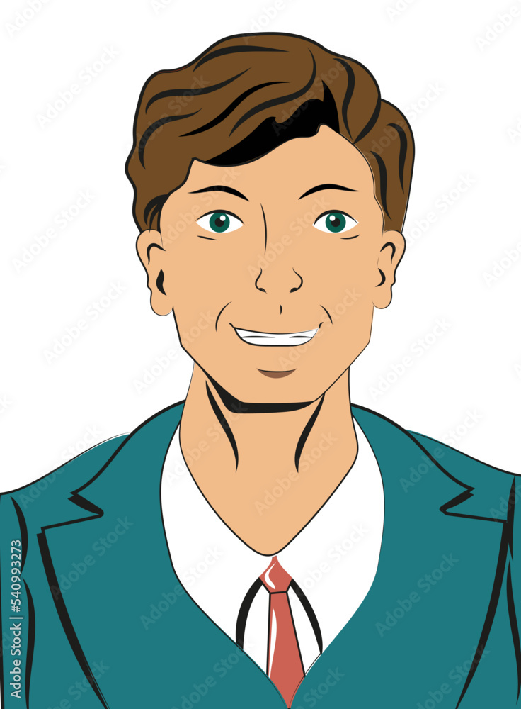 Pop art man with green suit and glasses Pop art man with green suit and glasses