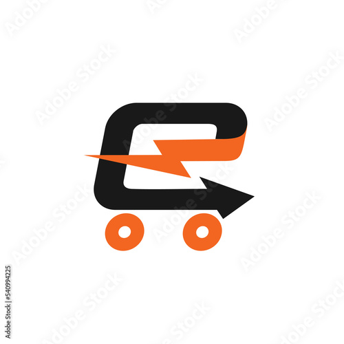 electric recharge logo with delivery concept