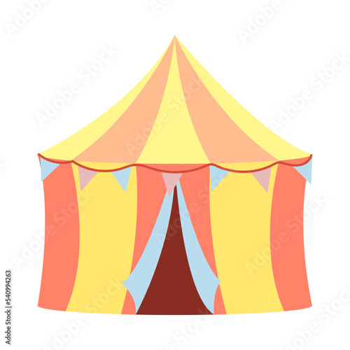Colorful circus tent. Festival, circus performance, fair. Vector illustration for mobile app, sticker, kids print design. Circus concept © SurfupVector