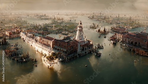 Slika na platnu AI generated image depicting the beautiful cityscape of Venice in Italy, with ca