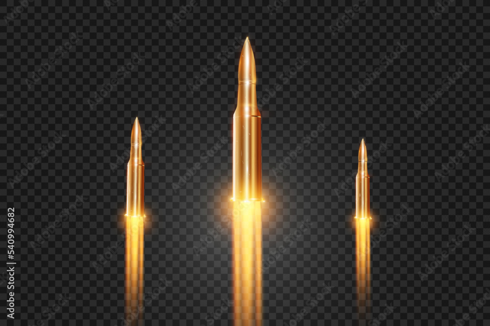 Flying bullet in motion, realistic shot. Flying bullet in motion, realistic shot.