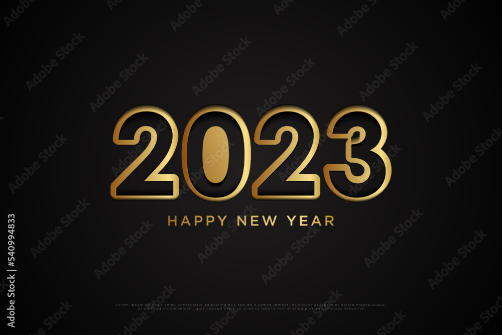 new year celebration 2023 with elegant flat numbers.