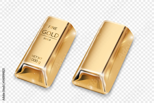 	
Gold bar isolated on transparent background.	