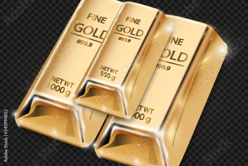 	
Gold bar isolated on transparent background.	