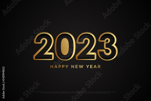 new year celebration 2023 with elegant flat numbers.