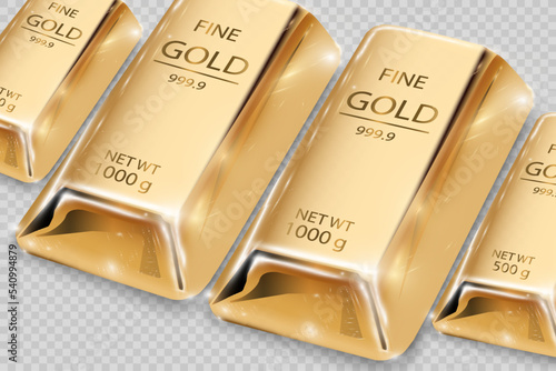 	
Gold bar isolated on transparent background.	