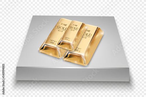 	
Gold bar isolated on transparent background.	