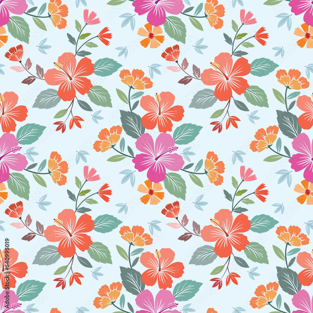 custom made wallpaper toronto digitalColorful Hibicus flowers seamless pattern. Can be used for fabric textile wallpaper gift wrap background.