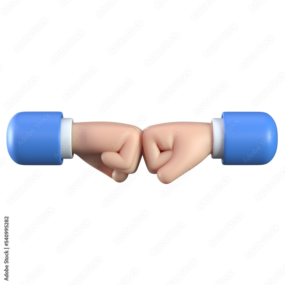 Cartoon 3d hand fist bump or two hands boxing 3d rendering Stock ...