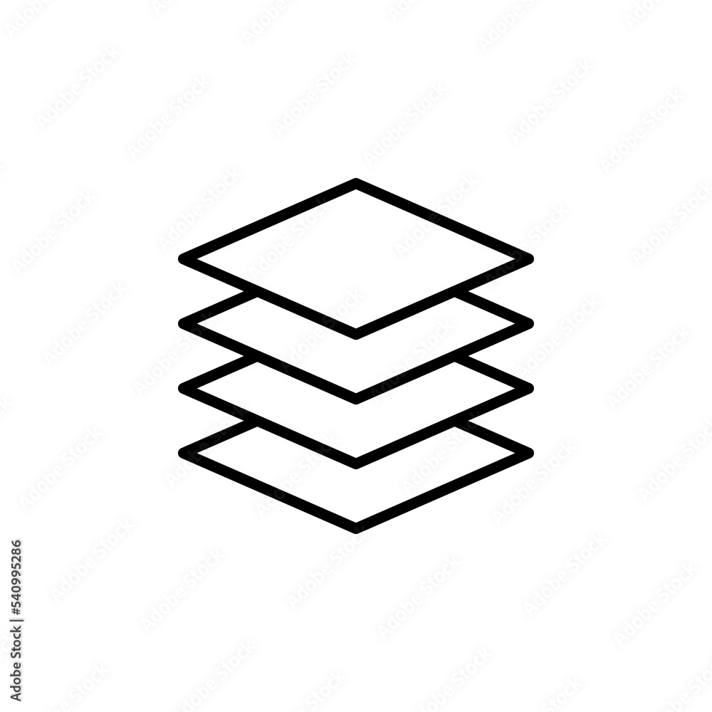 Layers Vector Icon. Four Levels. Vector sign in simple style isolated on white background. Layers Vector Icon. Four Levels. Vector sign in simple style isolated on white background.