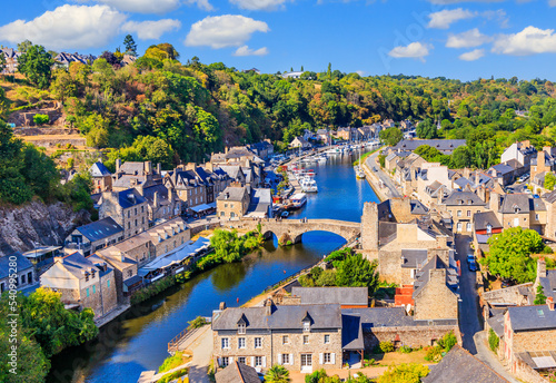 Dinan, Brittany, France. View of the old port of Dinan and the Rance river.