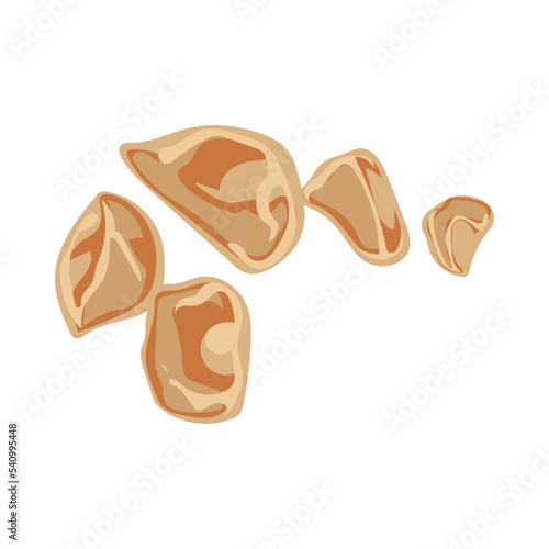 Lumps of rock sugar. Big pieces of brown sugar. Vector illustration isolated in white background. Sweet food, sucrose concept.