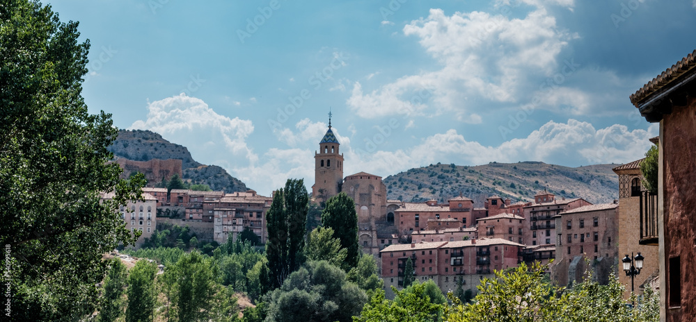 Panoramic view of the town of Albarracin in Teruel (Spain).