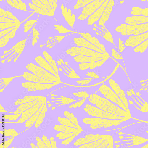 Two-color seamless pattern with yellow flowers