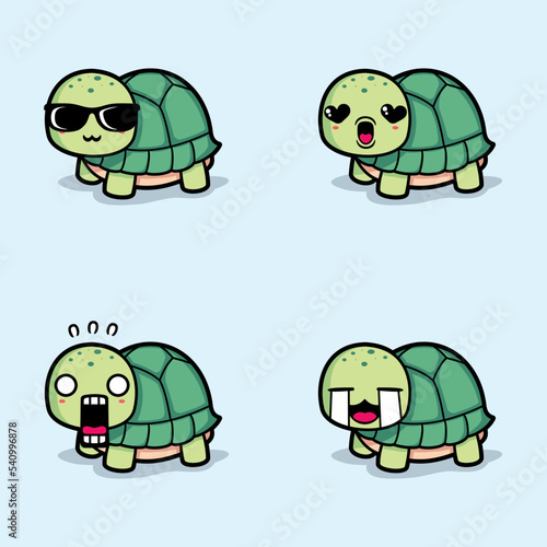 vector illustration of cute turtle emoji