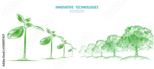 Low poly tree park alley wood. Ecology save nature forest concept. Global deforestation eco idea. Environmental pollution poster template vector illustration
