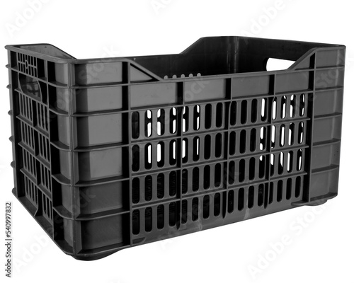 plastic crate empty on white background
