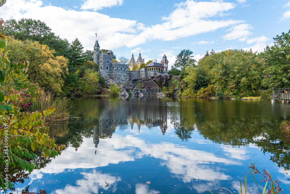 Central Park, New York City at Belvedere Castle during an autumn.