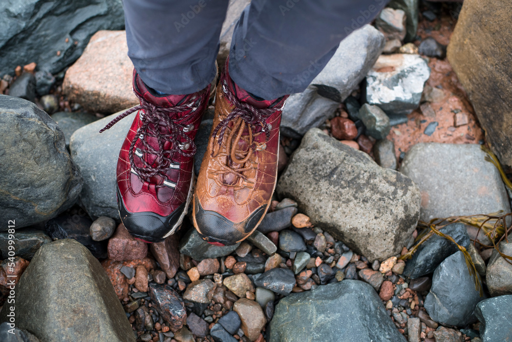 Muddy shoes while exploring Nova Scotia for a travel surf trip Muddy shoes while exploring Nova Scotia for a travel surf trip