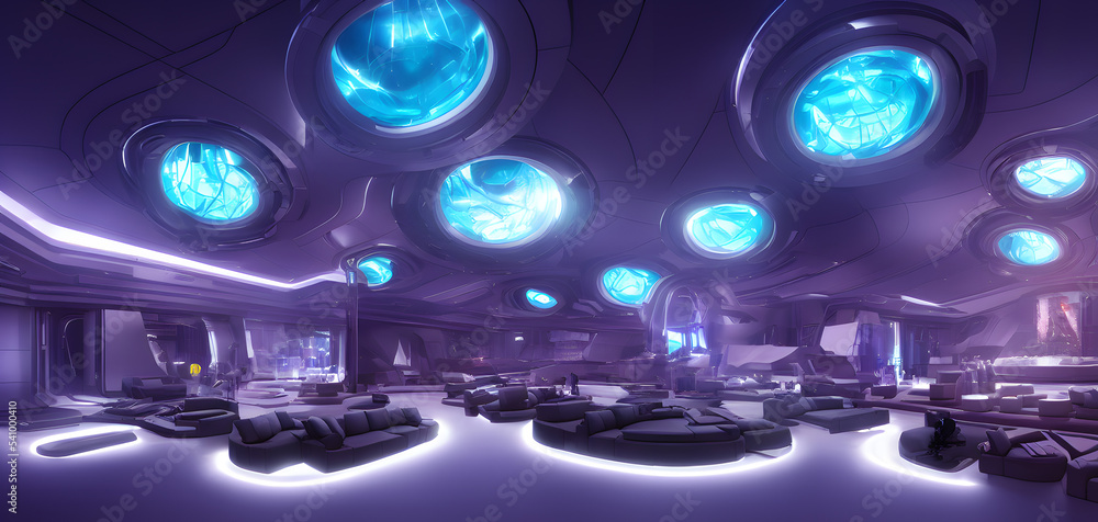 Artistic concept painting painting of a futuristic night club ...
