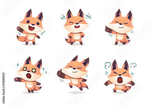 set of animal cartoon character mascot fox collection