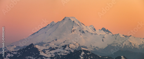 Panorama of Mount Baker at sunset, Washington State, USA photo