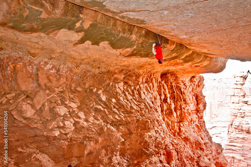 Pete Whittaker leading the 1st Ascent of Century Crack, 5.14b, the hardest offwidth in the world, Canyonlands, Utah, USA. photo
