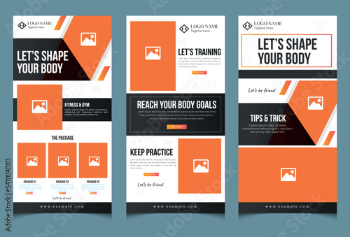 Responsive professional email marketing newsletter template Design or fitness newsletter