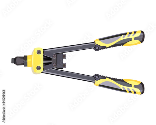 Vector Illustration Heavy Duty Manual Riveter Hand Pop Pot Rivet Gun Riveting Tool isolated on white background. Carpentry hand tools.