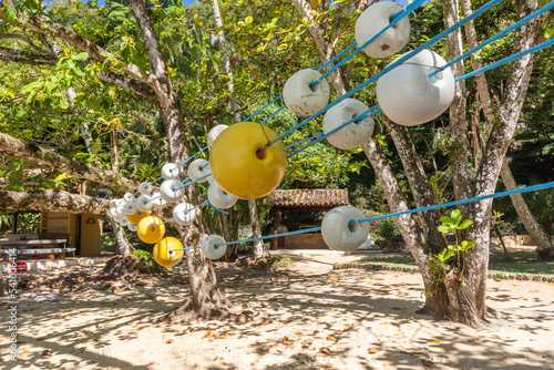 Fishing net hanging on trees, Rio de Janeiro, Brazil photo