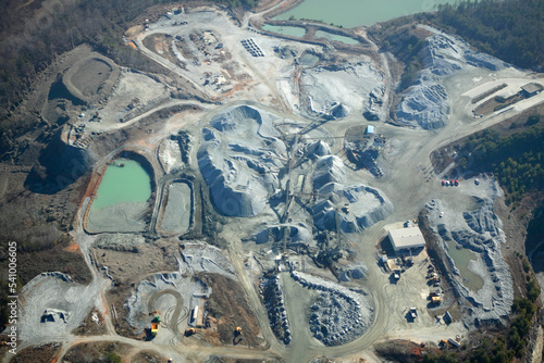 Aerial view of a gravel quarry operation near Marietta, SC. photo