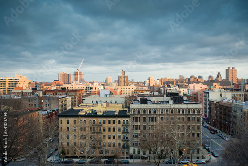 The rooftops of West Harlem apartment buildings
