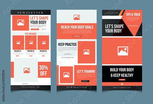 Responsive professional email marketing newsletter template Design or fitness newsletter