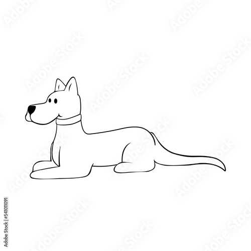 Isolated dog black draw line vector illustration