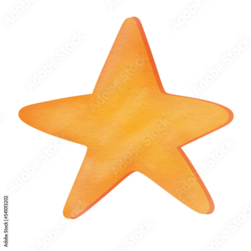 cute golden star isolated watercolor