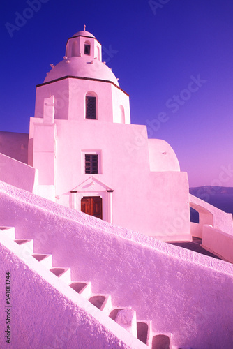 White Dome Greek church Santorini Greece photo