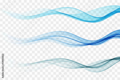 Blue wave flow, transparent wave smoky wave, set
