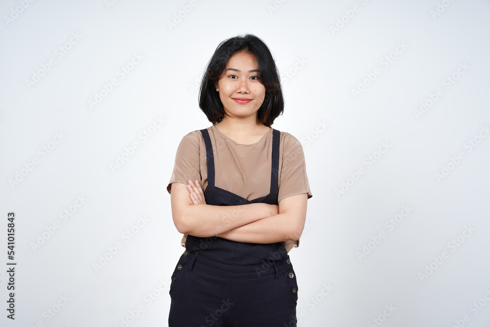 Smiling and looking at camera of Beautiful Asian Woman Isolated On White Background Smiling and looking at camera of Beautiful Asian Woman Isolated On White Background