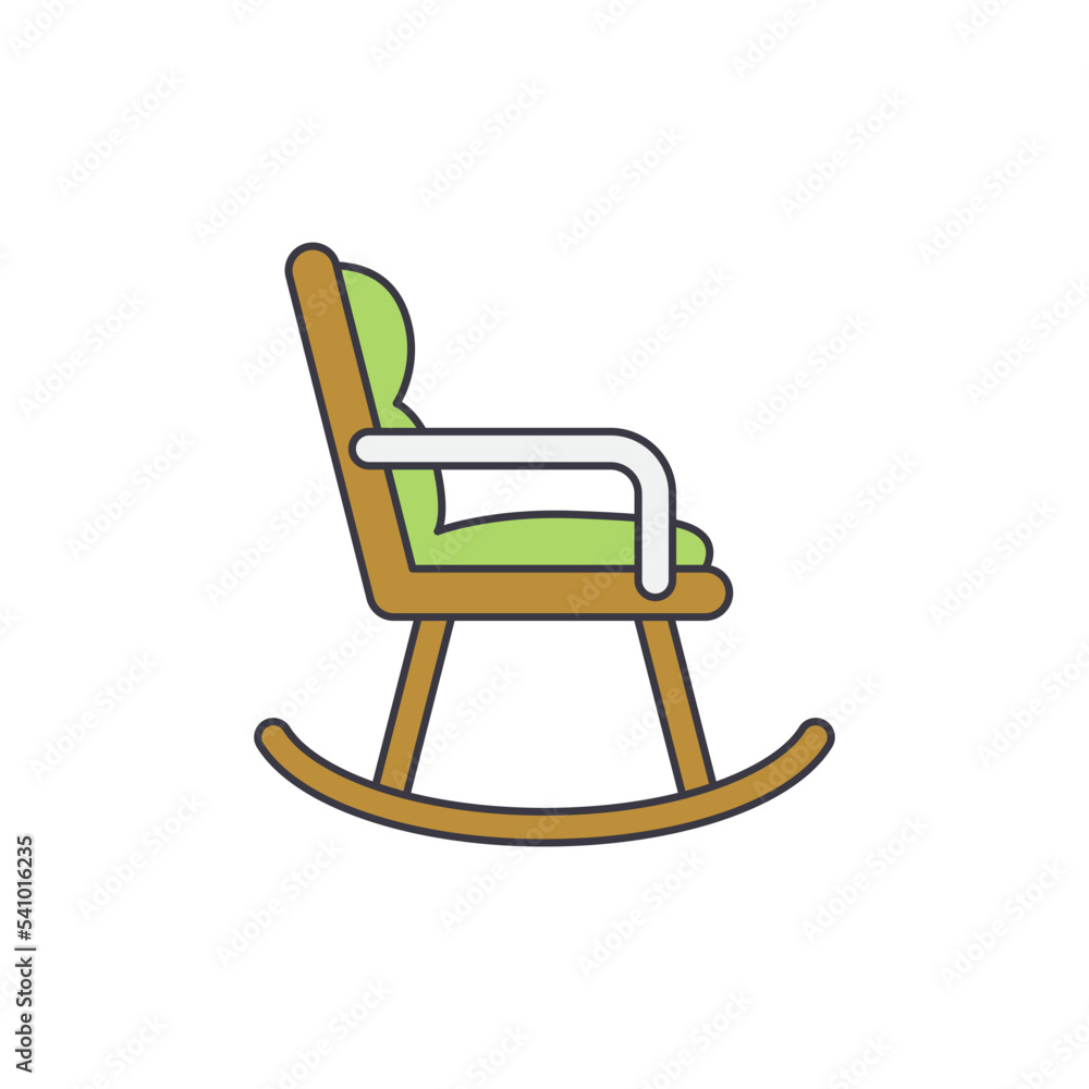 rocking chair icon in color, isolated on white background rocking chair icon in color, isolated on white background