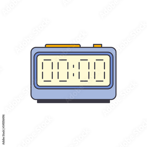 Digital alarm clock icon in color, isolated on white background 