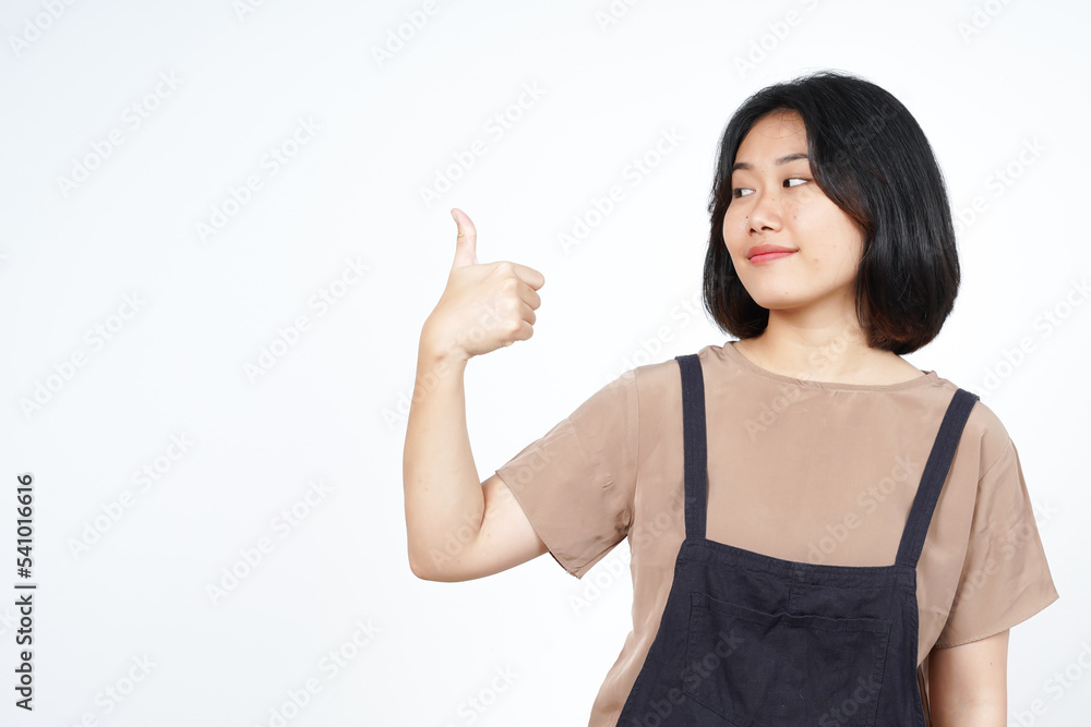 Showing Thumbs Up Sign of Beautiful Asian Woman Isolated On White Background Showing Thumbs Up Sign of Beautiful Asian Woman Isolated On White Background